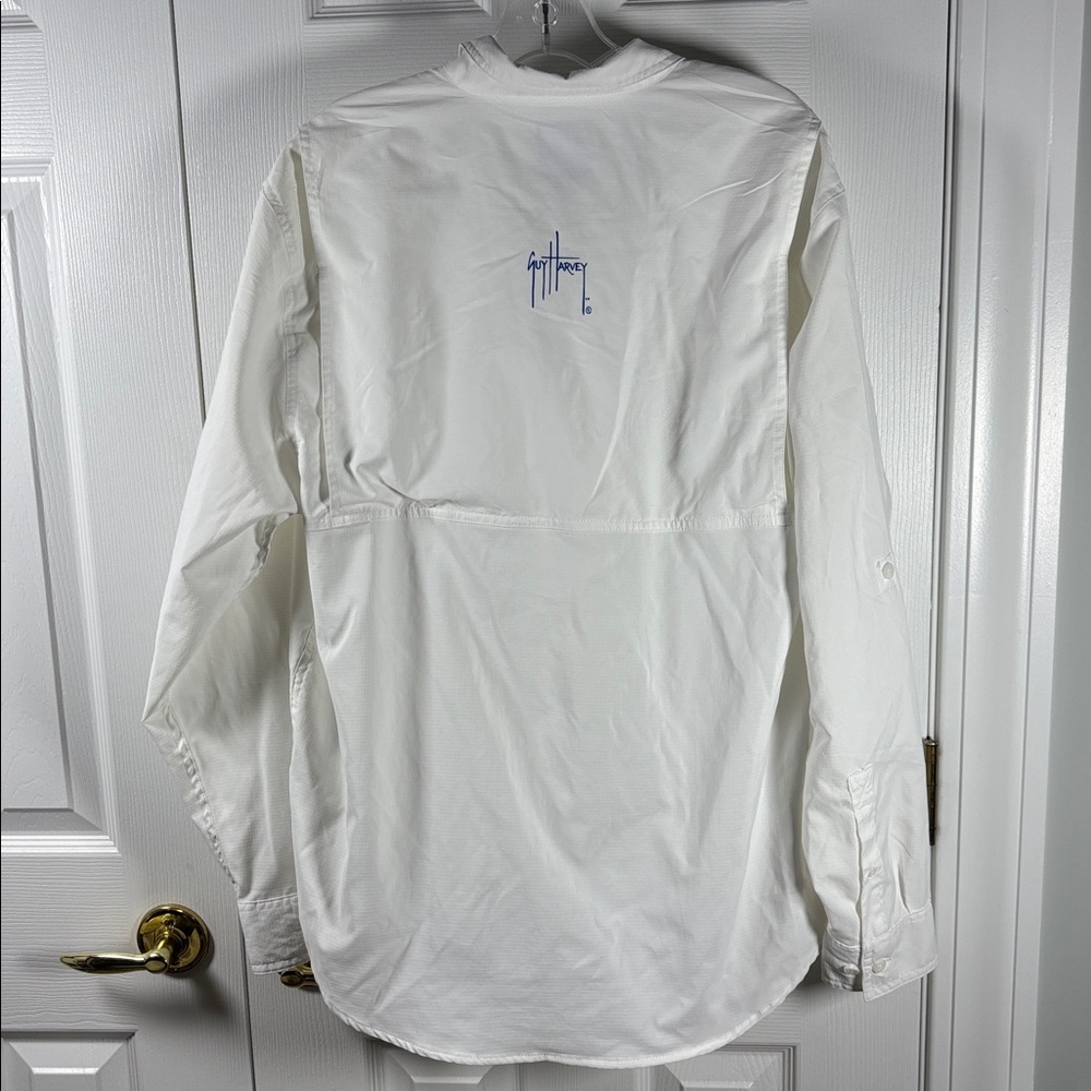 GUY HARVEY Outdoor Fishing Long Sleeve Button Front Shirt Vented Large White - Picture 5 of 5